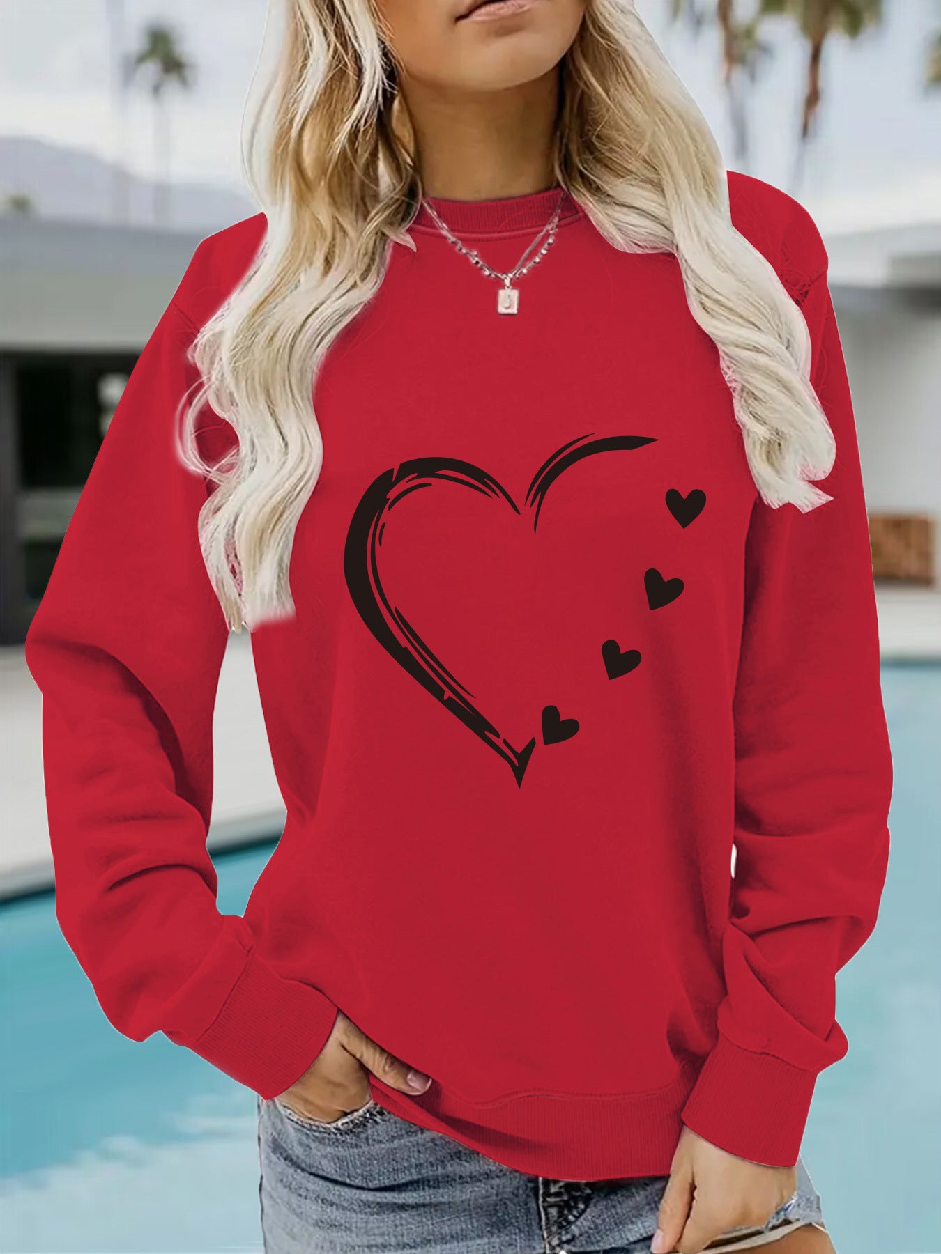Heart Outline Graphic Hoodie - Casual Lover Inspired Printed Sweatshirt from Mish Mash Market