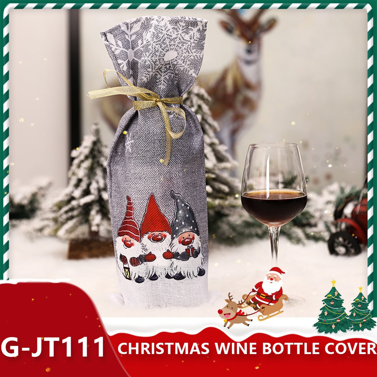 Festive Holiday Wine Bottle Gift Bags - Santa & Winter Themes from Mish Mash Market