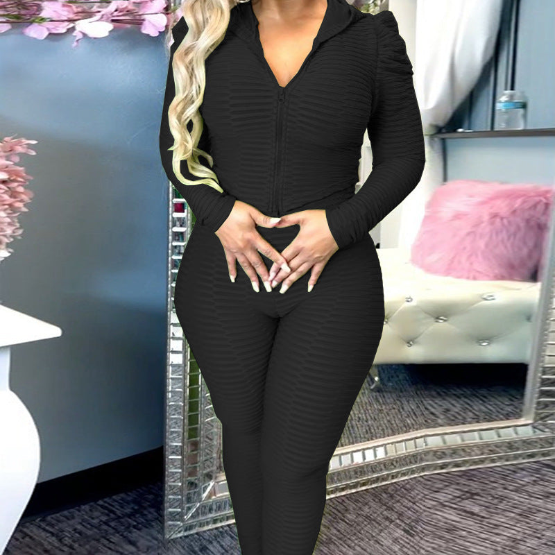 Hooded Zipper Fitness Ladies Sportswear Yoga Two Piece from Mish Mash Market