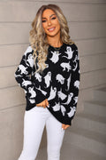 Halloween Ghost Print Knit Sweater Pullover from Mish Mash Market