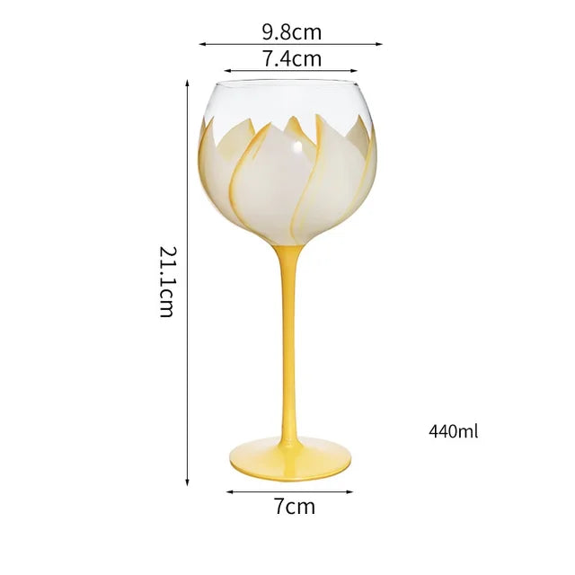 Hand-Painted Floral Glass Goblet – Elegant Flower Stemware for Weddings & Parties from Mish Mash Market