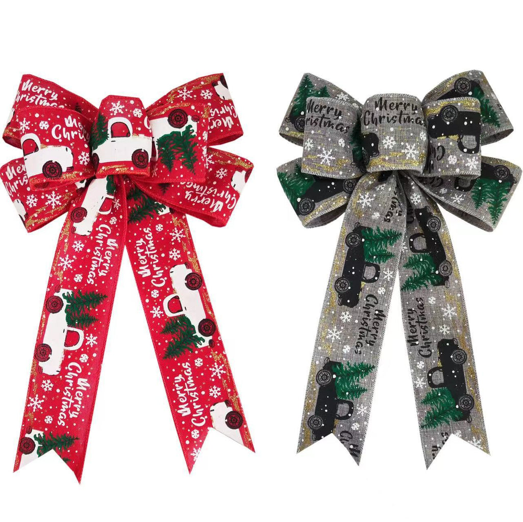 Rustic Red Truck Christmas Ribbon Bow