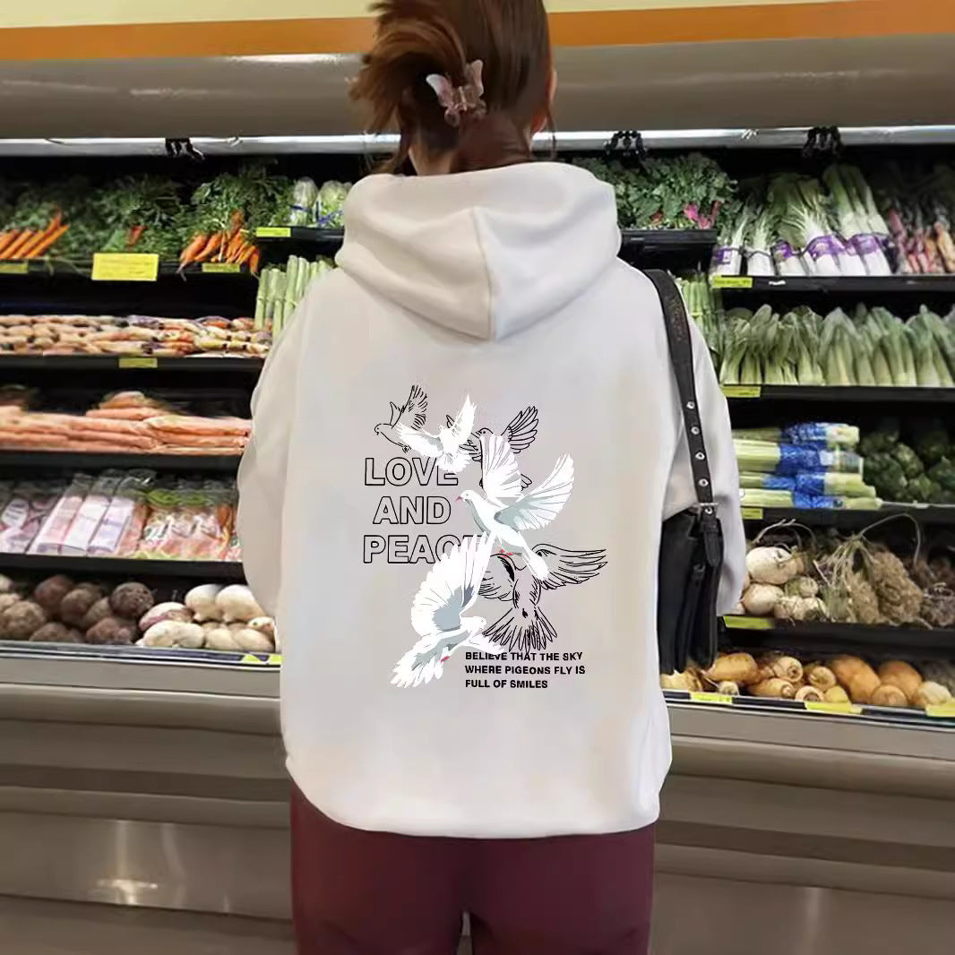 Women’s Peace Love Unity Printed Pullover – Casual Long Sleeve Crew Neck Graphic Sweatshirt