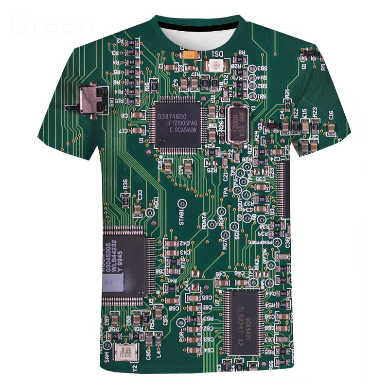 Circuit Board 3D Print Oversized Tee – Harajuku Series from Mish Mash Market
