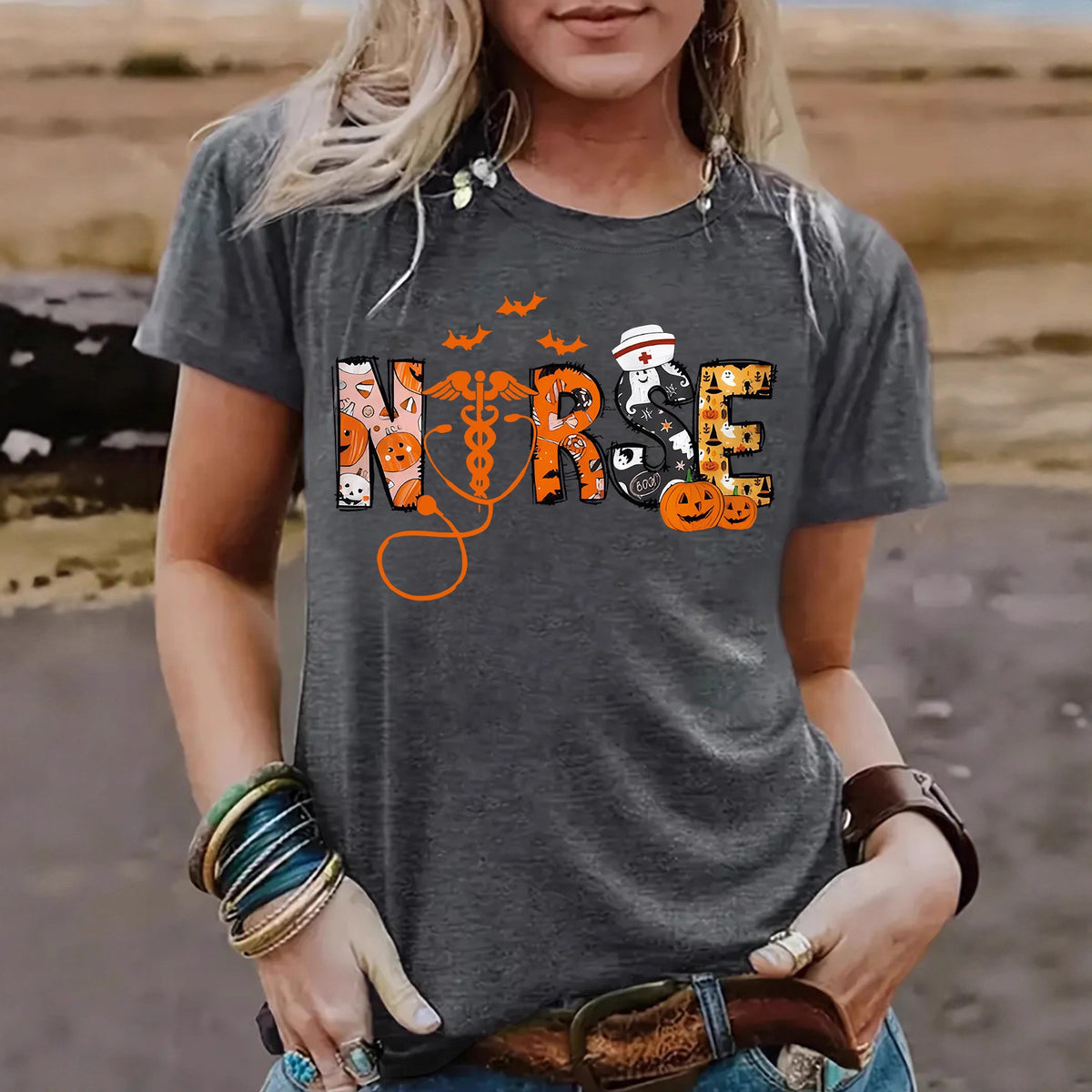 Spooktacular Halloween Nurse Graphic T-Shirt from Mish Mash Market