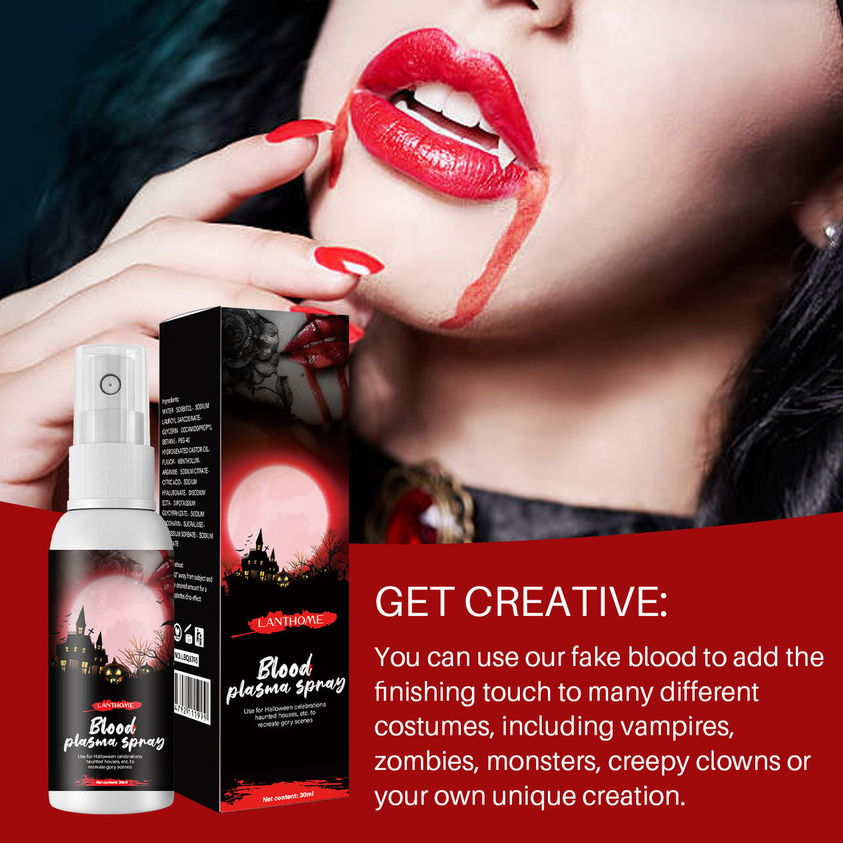 Halloween Fake Blood Spray 1 fl oz Realistic Stage Blood Prop for Vampire and Zombie Costumes from Mish Mash Market
