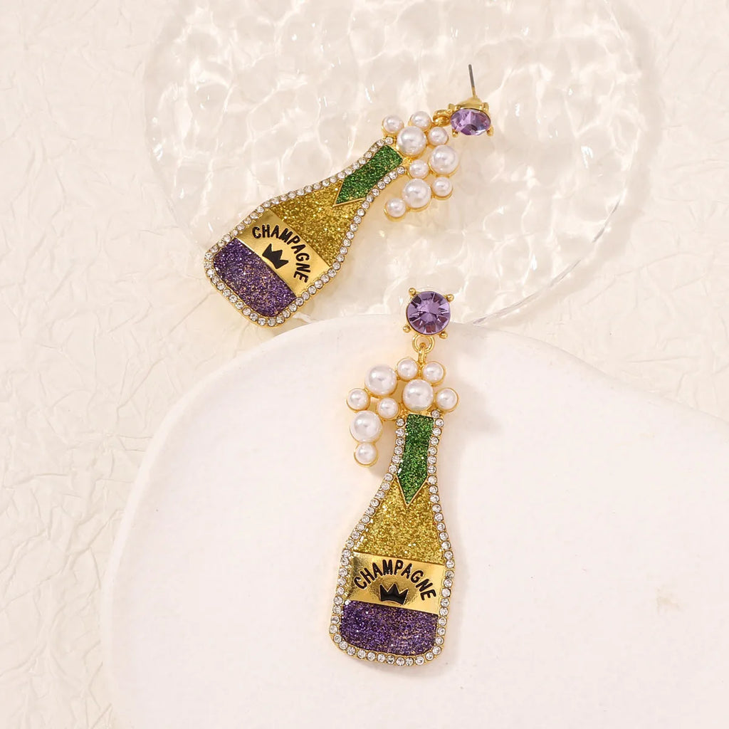 Luxury Carnival Cute Wine Bottle Earrings – Crystal Champagne Bottle from Mish Mash Market