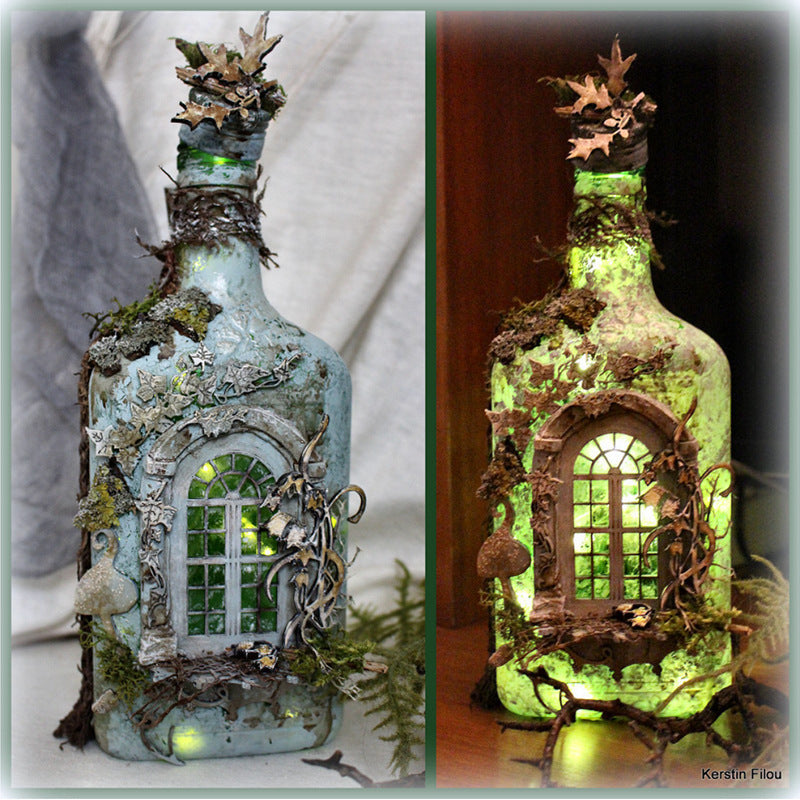 Luminous Ghost Castle Forest Ornament - LED Wine Bottle Decor from Mish Mash Market