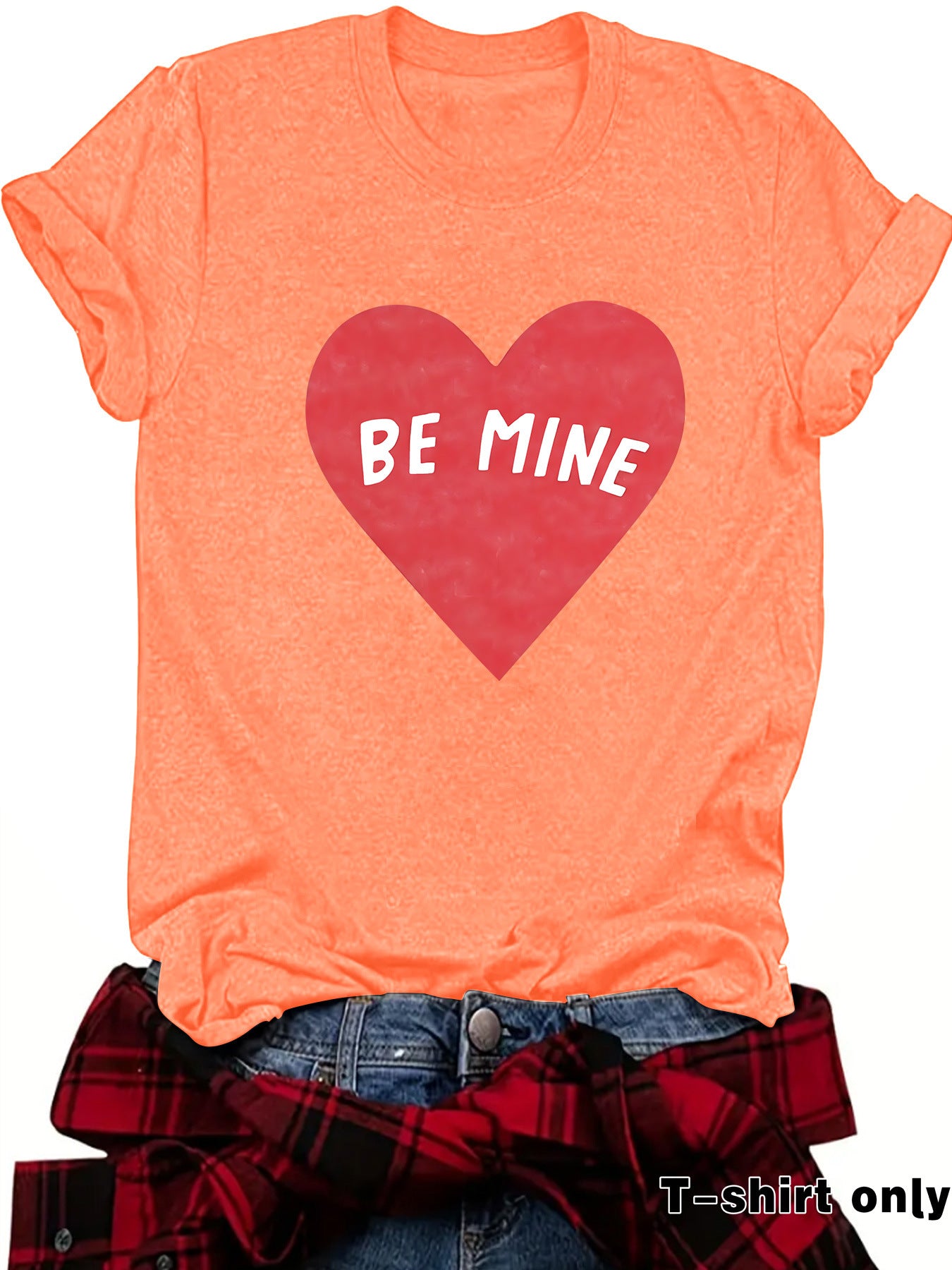 Love BE MINE Heart Graphic T-Shirt - Casual Short Sleeve Valentine's Tee from Mish Mash Market