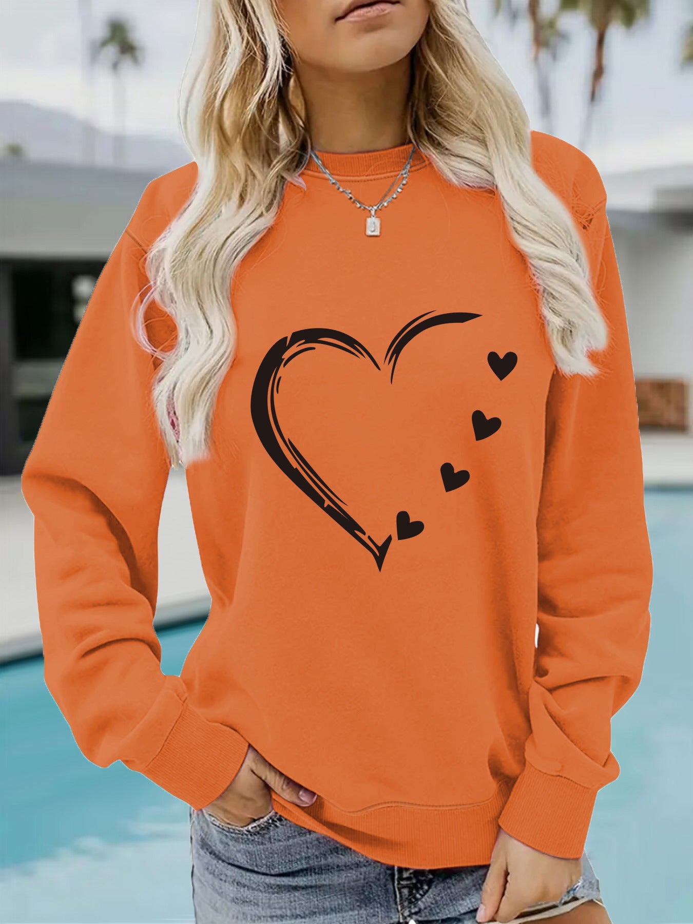 Heart Outline Graphic Hoodie - Casual Lover Inspired Printed Sweatshirt from Mish Mash Market