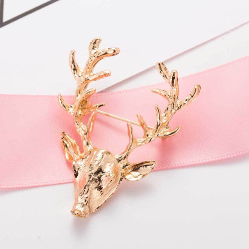 Christmas Gold Antlers Head Brooch from Mish Mash Market