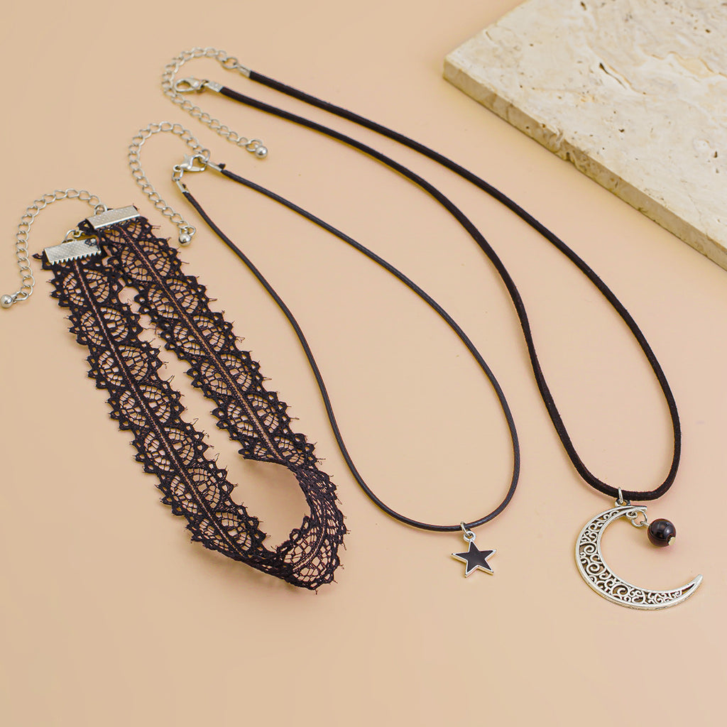 Gothic Vintage Celestial Lace Layered Choker Necklace from Mish Mash Market