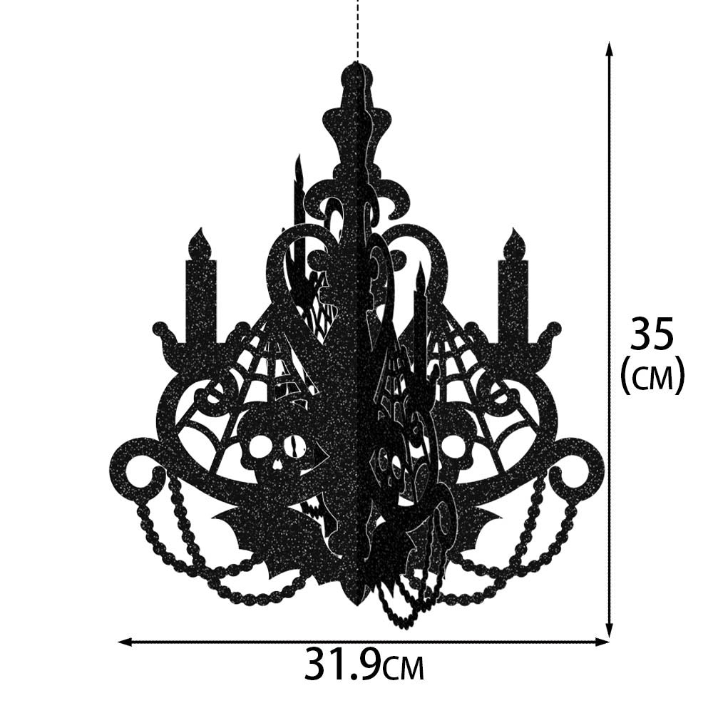 Halloween Black Paper Chandelier Hanging 3D Gothic Decoration from Mish Mash Market