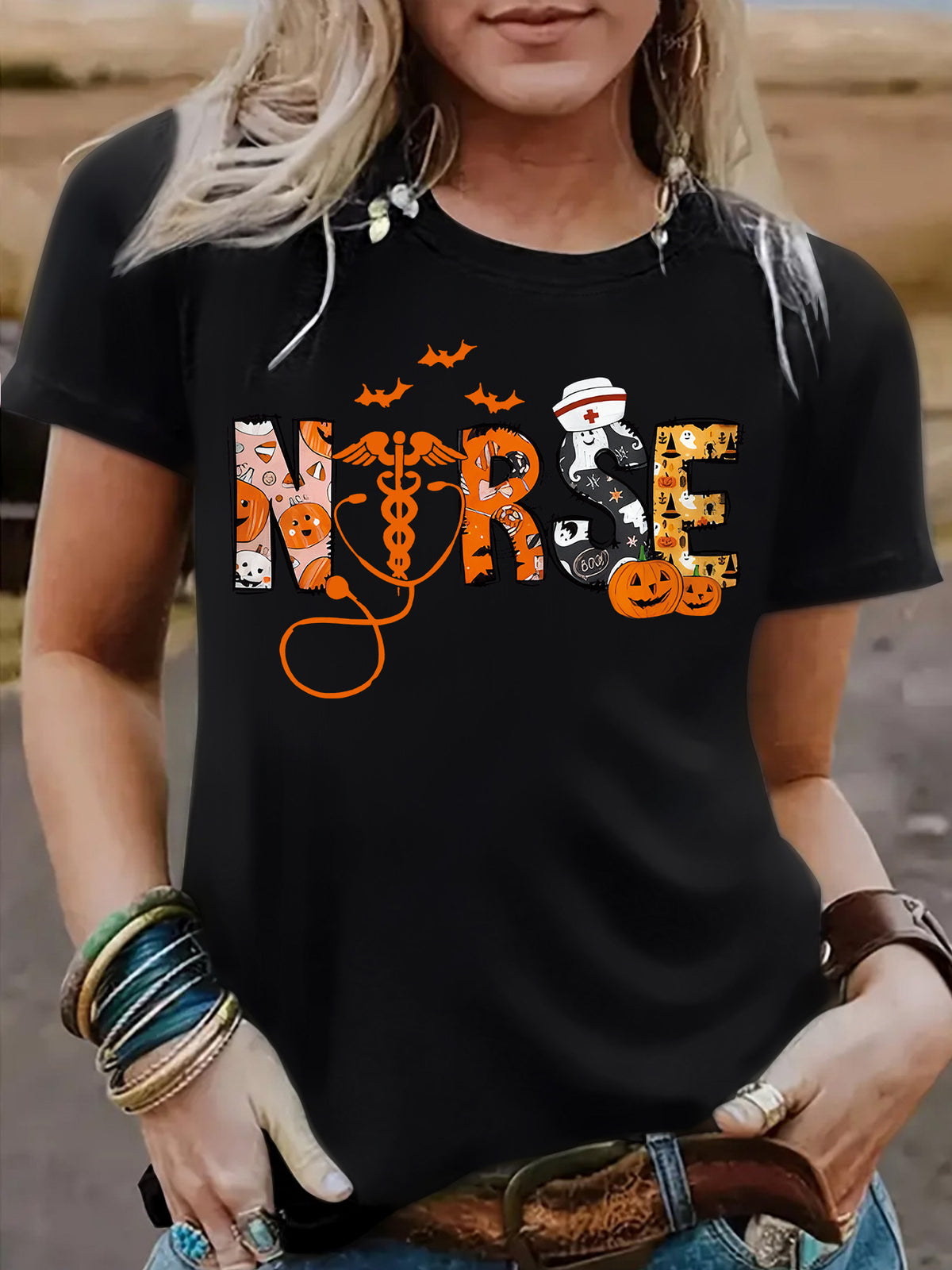 Spooktacular Halloween Nurse Graphic T-Shirt from Mish Mash Market