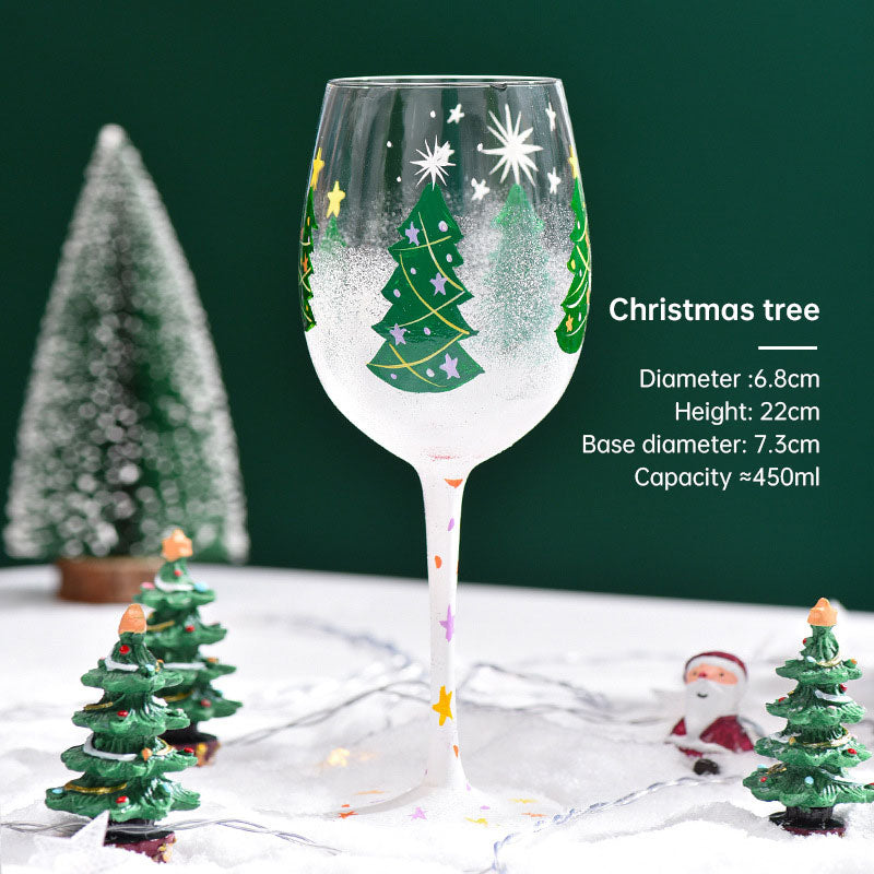 Hand-Painted Christmas Wine Glass from Mish Mash Market