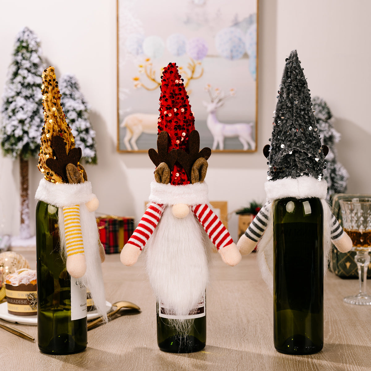 Christmas Gnome Wine Bottle Cover