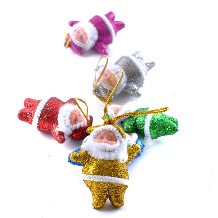 6 PC Colorful Christmas Santa Ornaments
