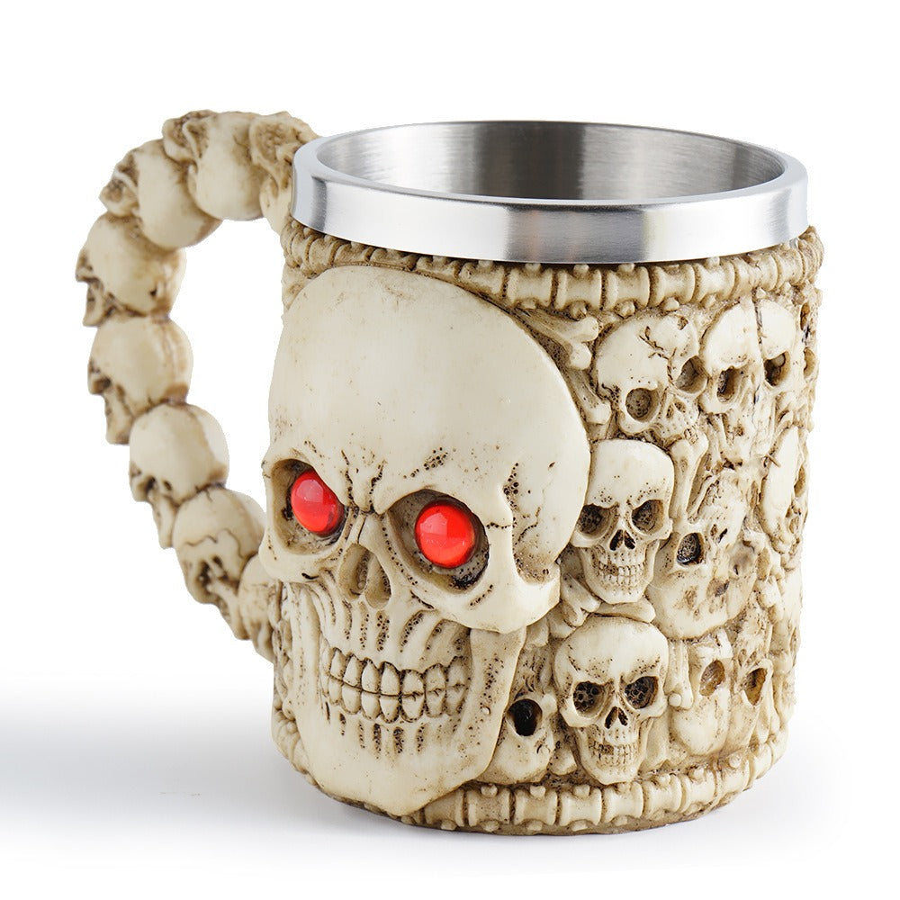 Red-Eyed Skull Resin Mug from Mish Mash Market