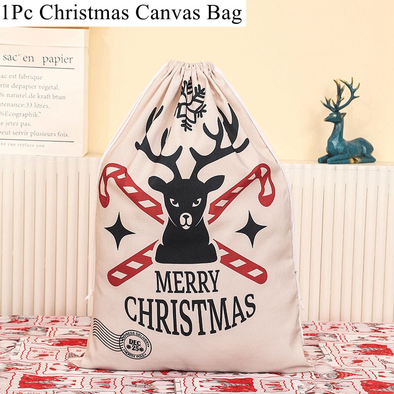 Christmas Canvas Drawstring Gift Bag from Mish Mash Market