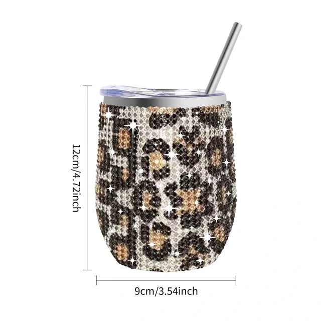 Luxury 12oz Diamond Rhinestone Wine Tumbler – Insulated Stainless Steel from Mish Mash Market