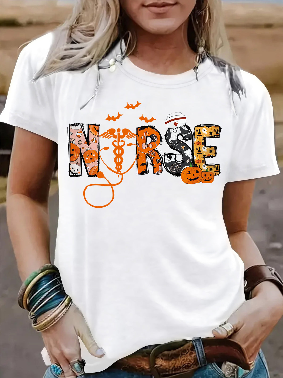 Spooktacular Halloween Nurse Graphic T-Shirt from Mish Mash Market
