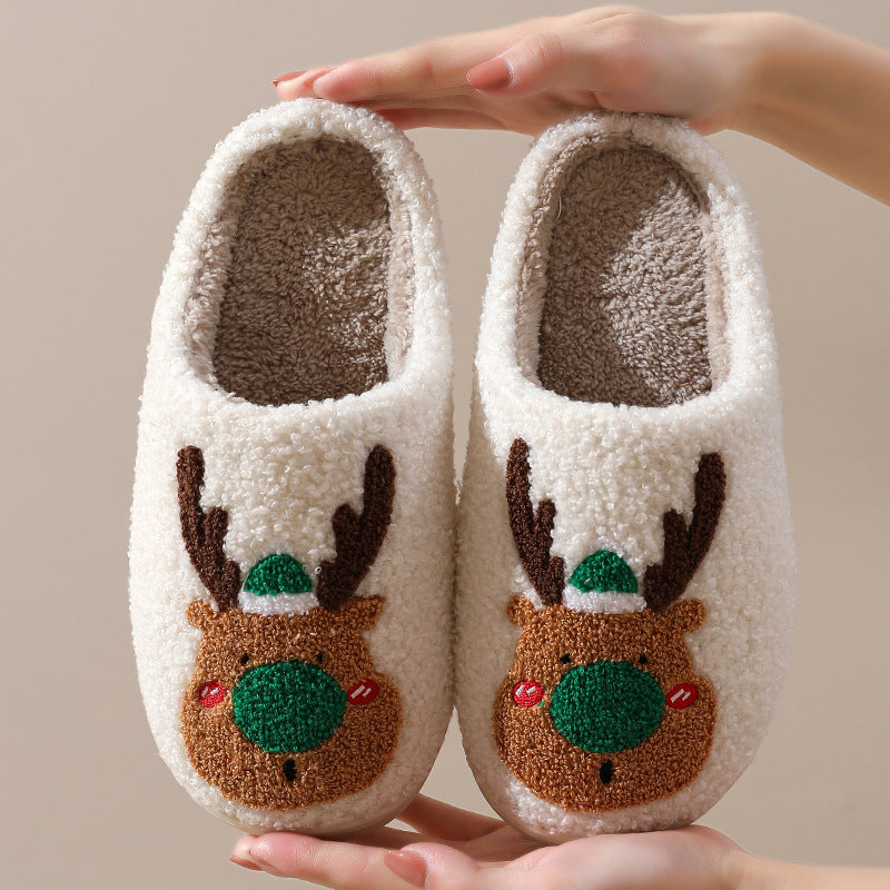 Christmas Elk Plush House Slippers from Mish Mash Market