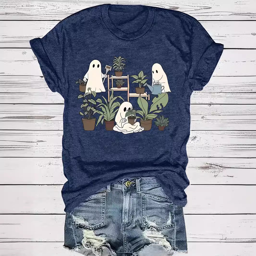 Halloween Cute Spooky Ghost Plant Lover Graphic T-Shirt from Mish Mash Market