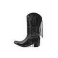 Shiny Glitter Western Boots with Tassels - Women's Mid-Calf Sequin Heeled Boots from Mish Mash Market