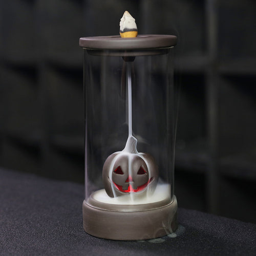 Creative Halloween Pumpkin Backflow Incense Burner with Glass Windshield from Mish Mash Market