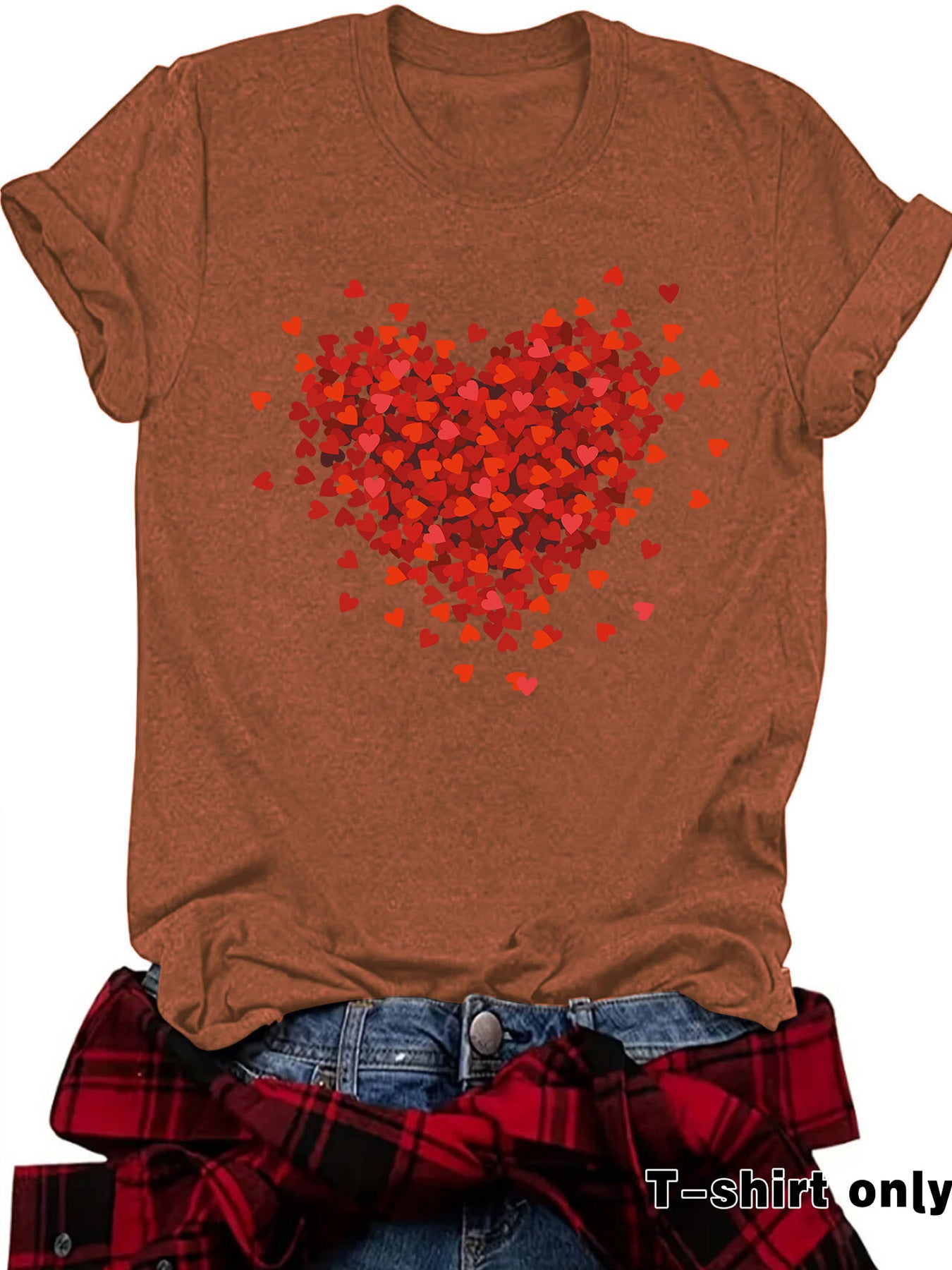 Women’s New Love Printed Short Sleeves – Casual Crew Neck Heart Graphic T-Shirt