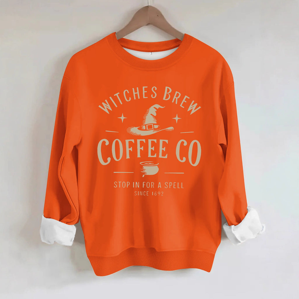 Witch's Brew Coffee Co. Halloween Graphic Sweatshirt - Casual Crewneck Pullover from Mish Mash Market