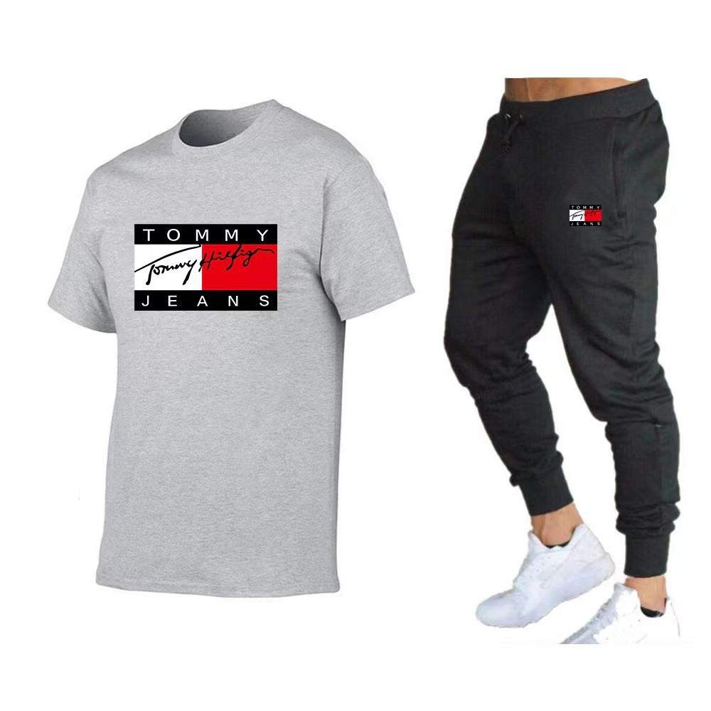 Trendy Brand Sports Cotton T-shirt Short Sleeved Running Set