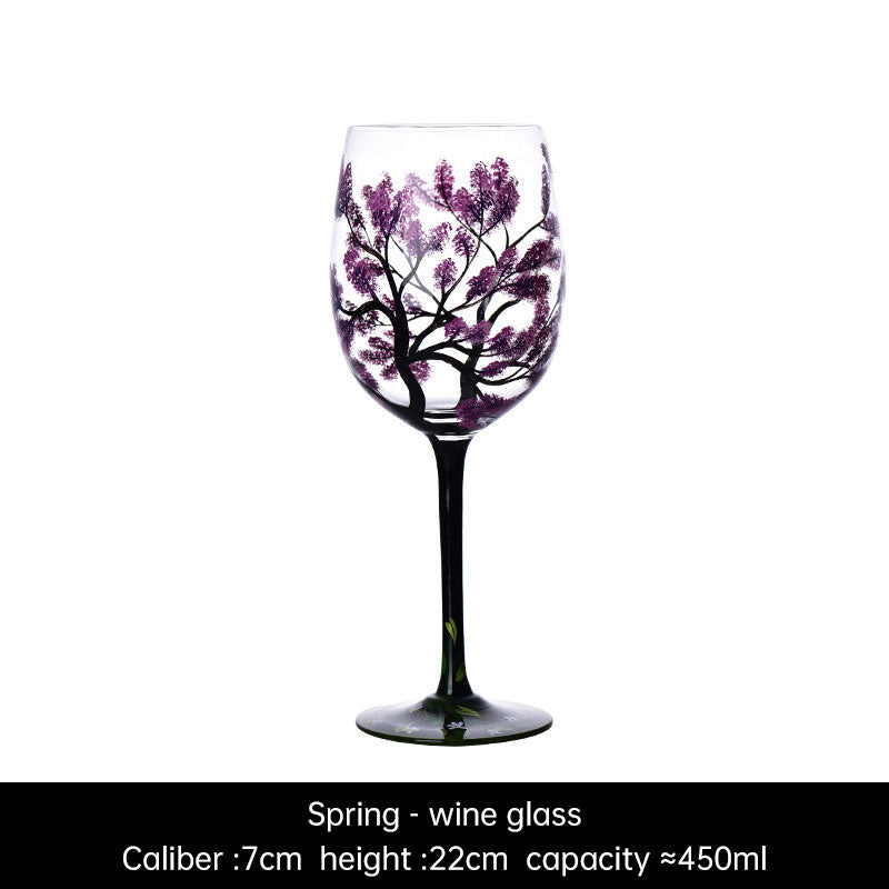 Four Seasons Hand-Painted Crystal Wine Glass