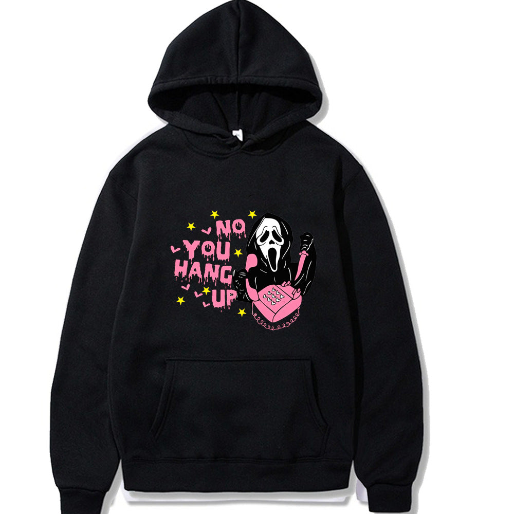 Halloween Ghost Face "No, You Hang Up" Graphic Oversized Hoodie