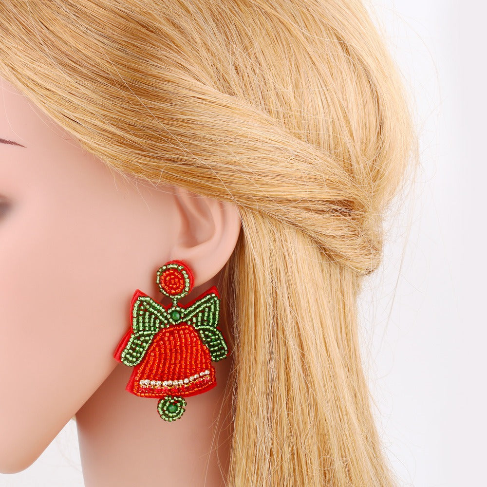 Handmade Beaded Christmas Bell Earrings from Mish Mash Market