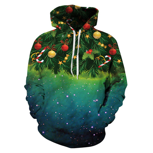 Christmas Tree Print Kangaroo Pocket Hoodie from Mish Mash Market