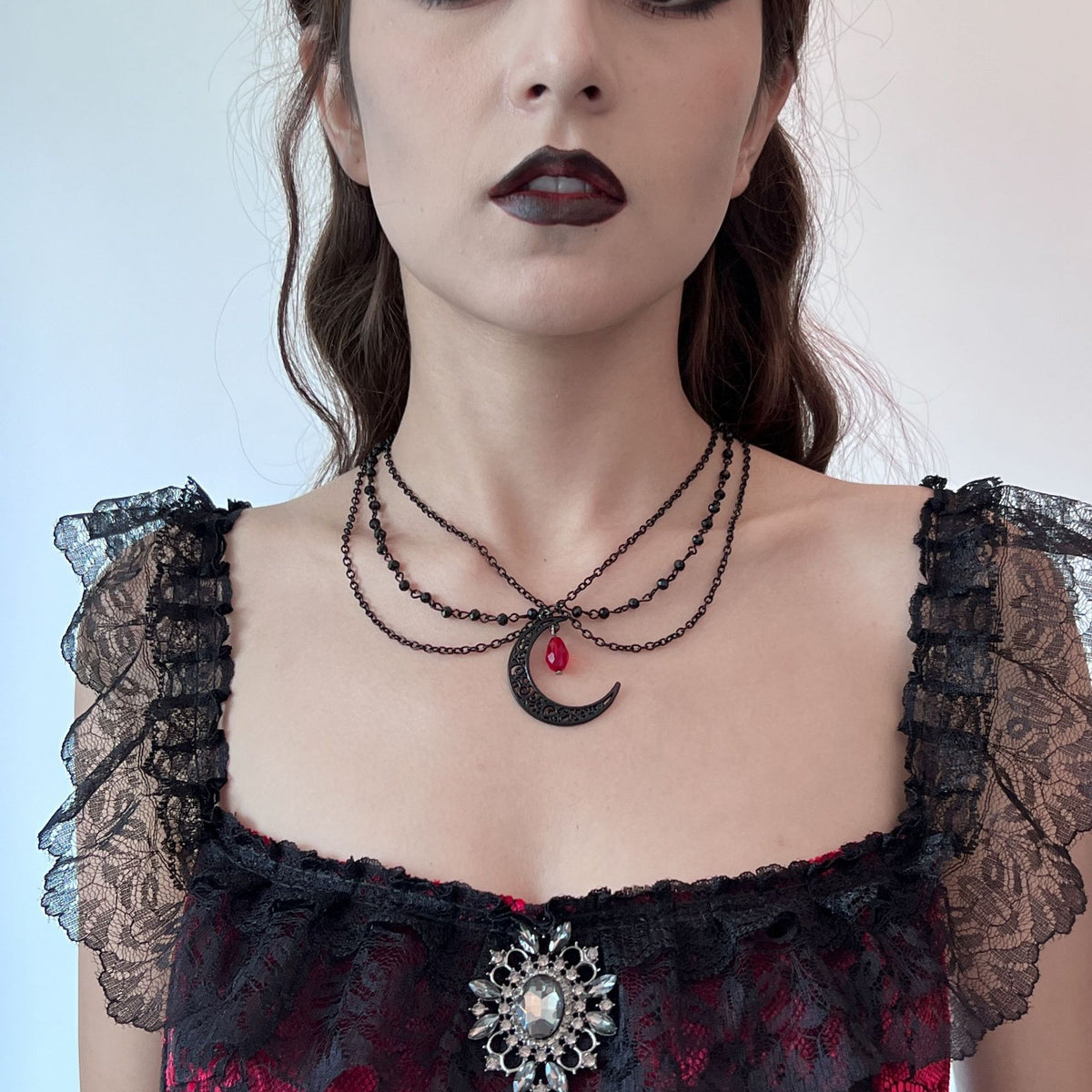 Gothic Blood Drop Crystal Tassel Necklace - Halloween Collarbone Choker Chain from Mish Mash Market