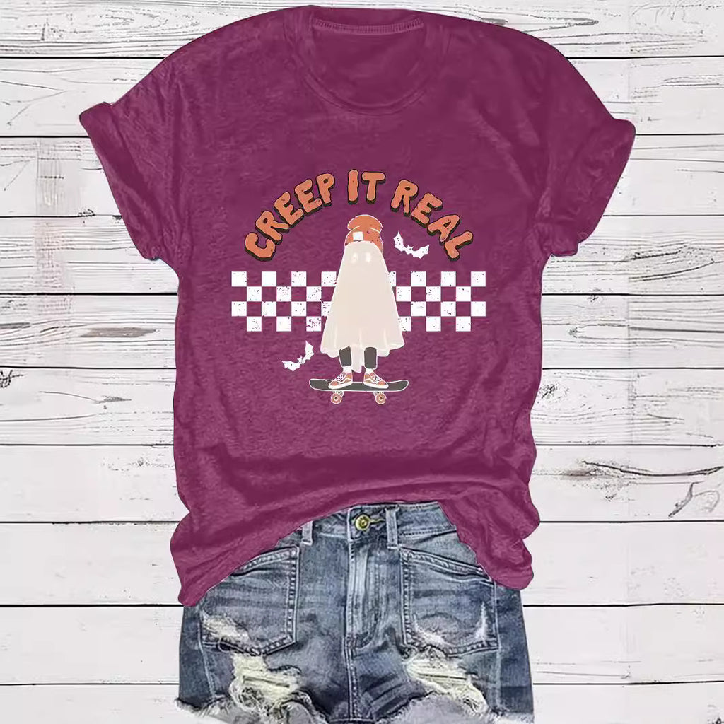 Creep It Real Halloween Ghost Graphic Short Sleeve T-Shirt from Mish Mash Market