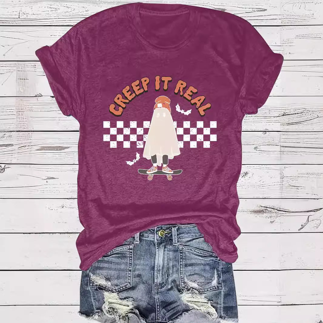Creep It Real Halloween Ghost Graphic Short Sleeve T-Shirt from Mish Mash Market