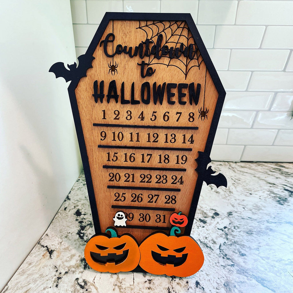 Wooden Halloween Countdown Calendar Tabletop Decoration from Mish Mash Market