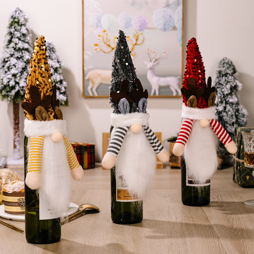 Christmas Gnome Wine Bottle Cover