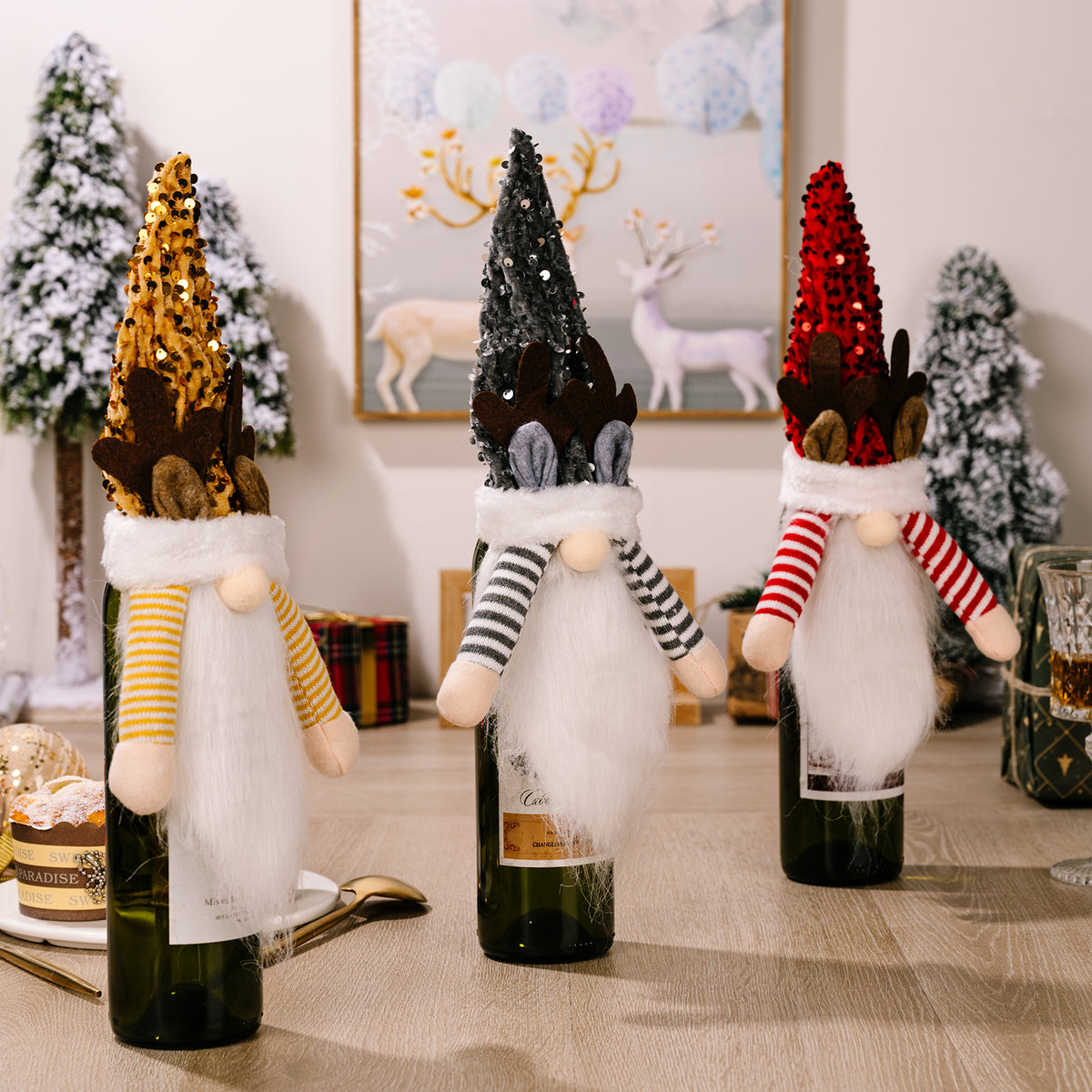 Christmas Gnome Wine Bottle Cover