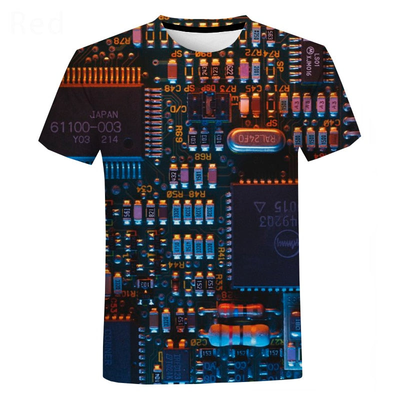 Circuit Board 3D Print Oversized Tee – Harajuku Series from Mish Mash Market