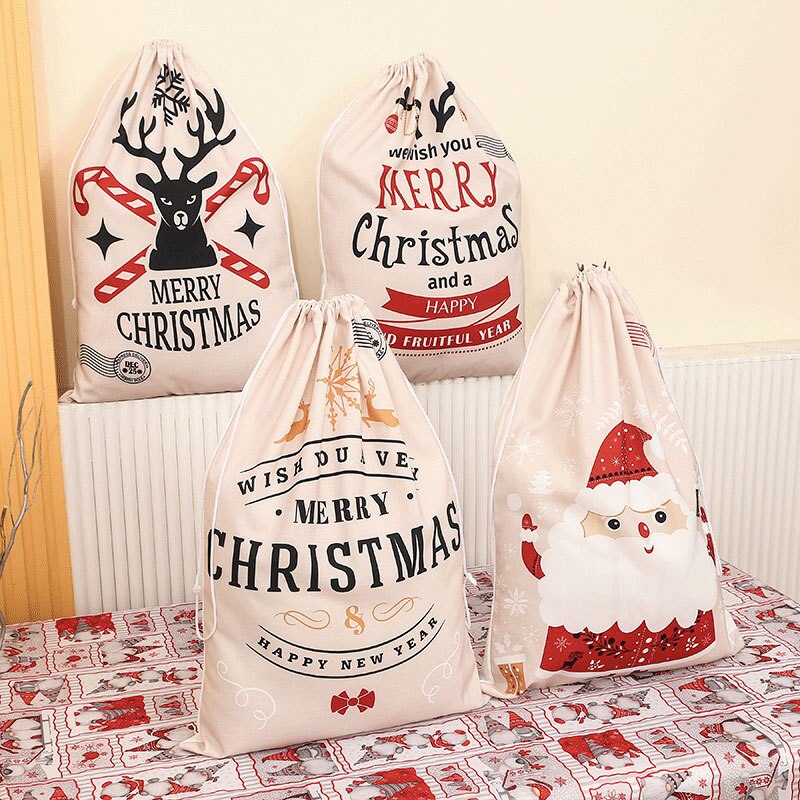 Christmas Canvas Drawstring Gift Bag