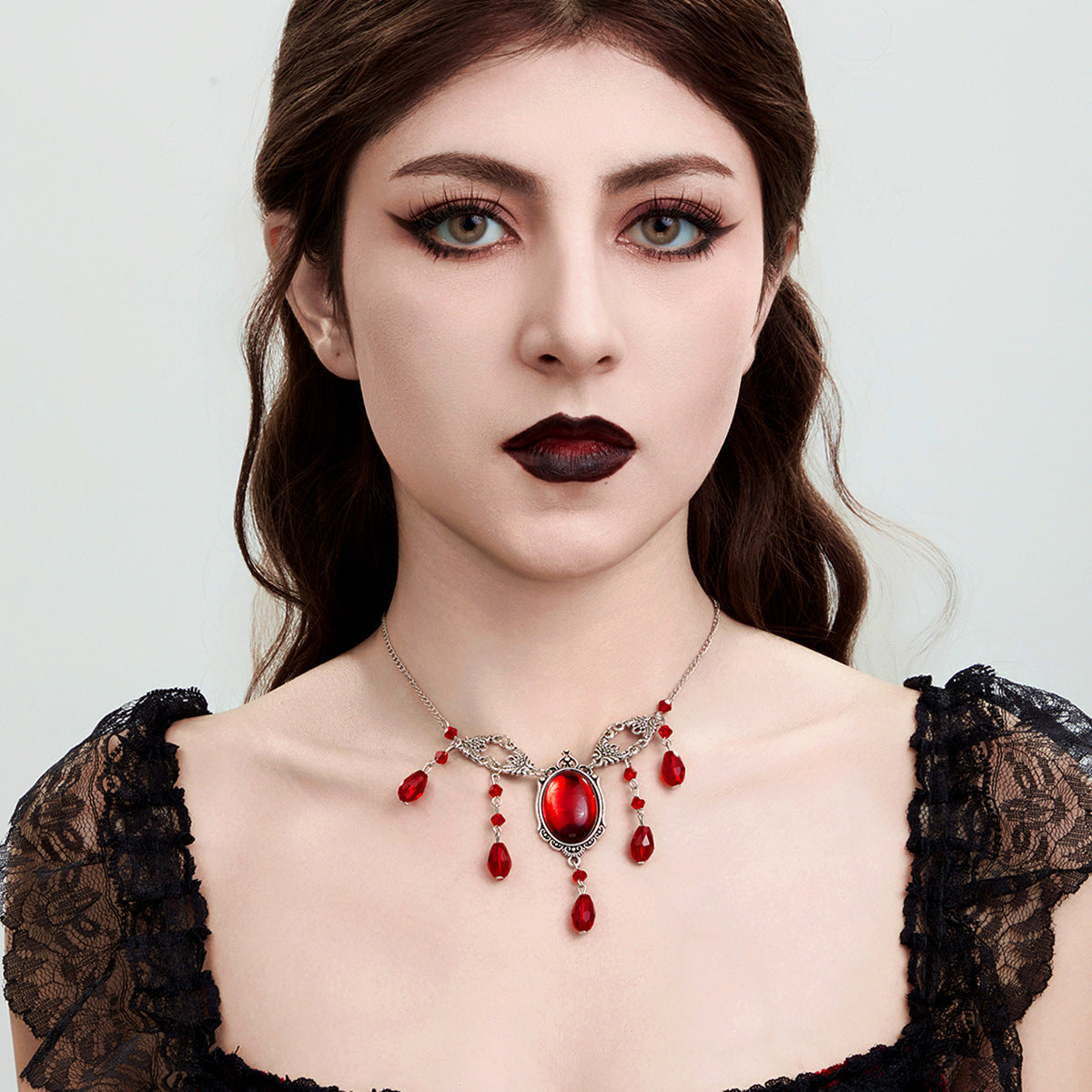 Gothic Blood Drop Crystal Tassel Necklace - Halloween Collarbone Choker Chain from Mish Mash Market
