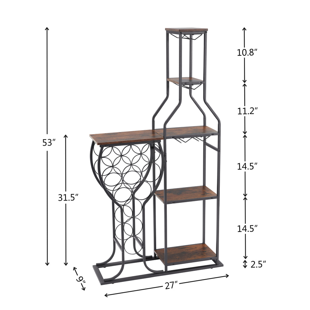 11-Bottle Freestanding Wine Rack – 5-Tier Bakers Rack with Glass Holder & Shelves from Mish Mash Market