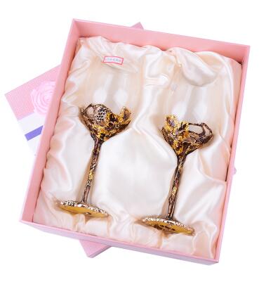 Luxury Hand-Painted Enamel Champagne Goblets - Elegant 2pc Wedding Gift Set from Mish Mash Market