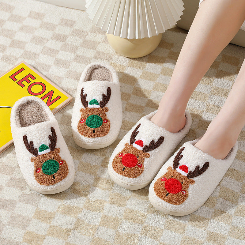 Christmas Elk Plush House Slippers from Mish Mash Market