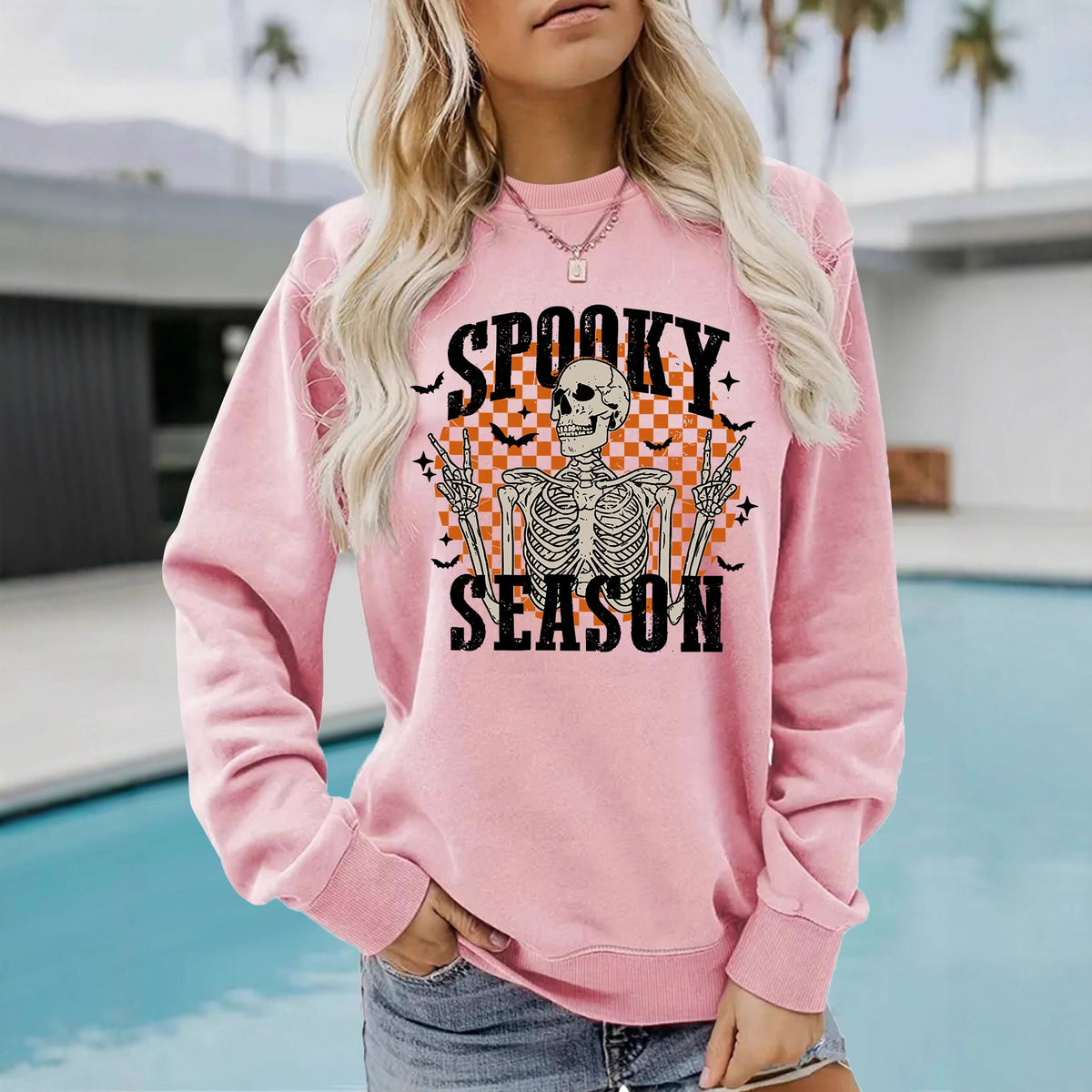 Halloween Spooky Season Skeleton Printed Pullover Hoodie from Mish Mash Market