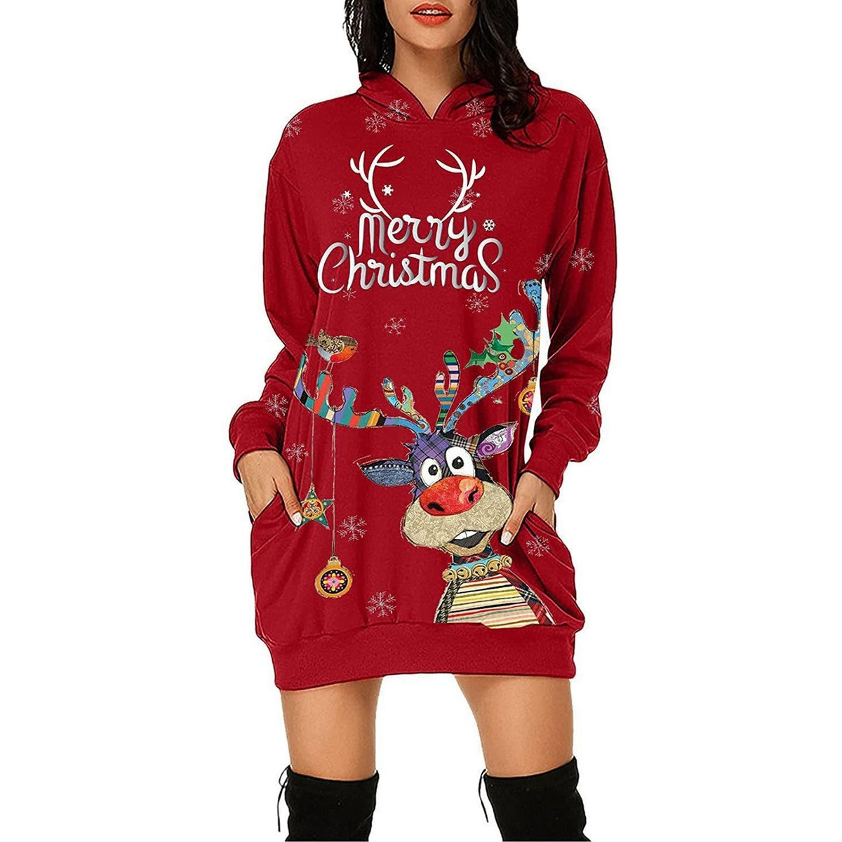 Women's Long Sleeve Christmas Hoodie Dress from Mish Mash Market
